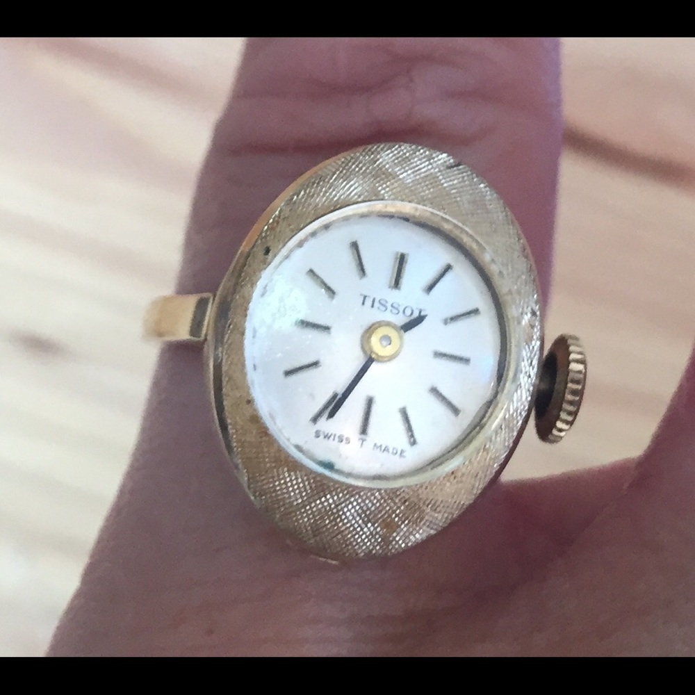 14k Tissot Ring Watch Beautiful Rare Works !